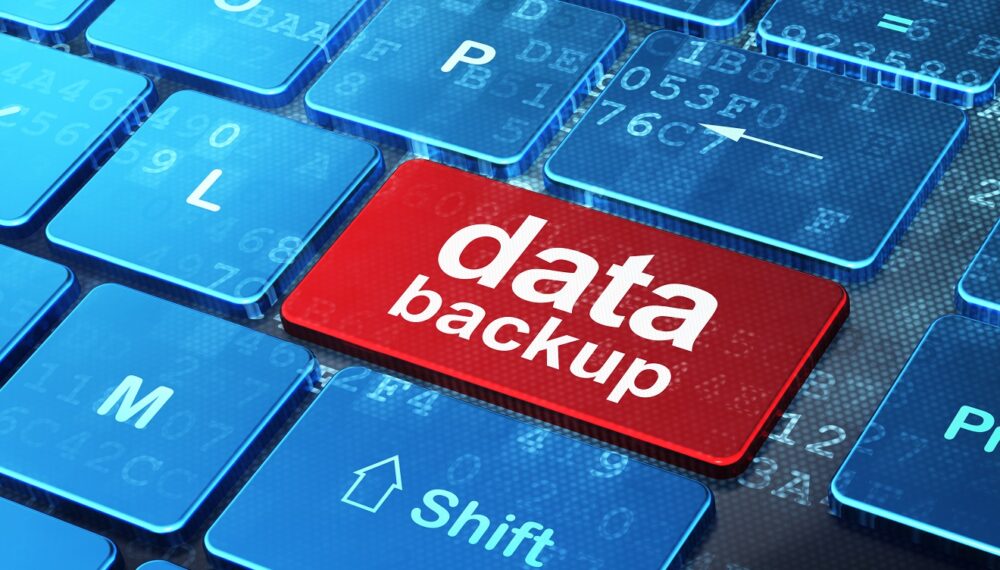 Data concept: Data Backup on computer keyboard background