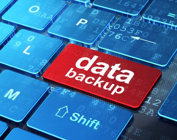 Data concept: Data Backup on computer keyboard background