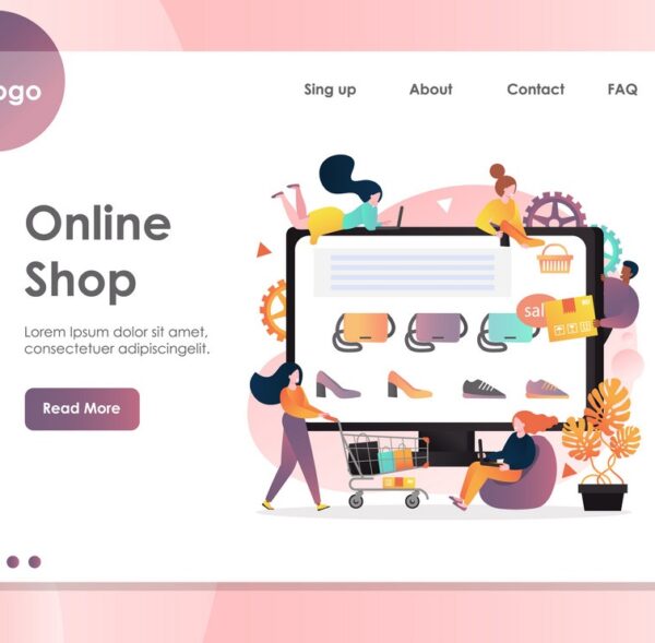 Online shop vector website template, web page and landing page design for website and mobile site development. Online shopping, e-commerce, internet store concept.